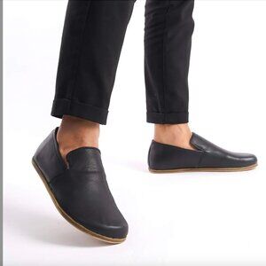 Aeolia Leather Barefoot Men Loafers - Black